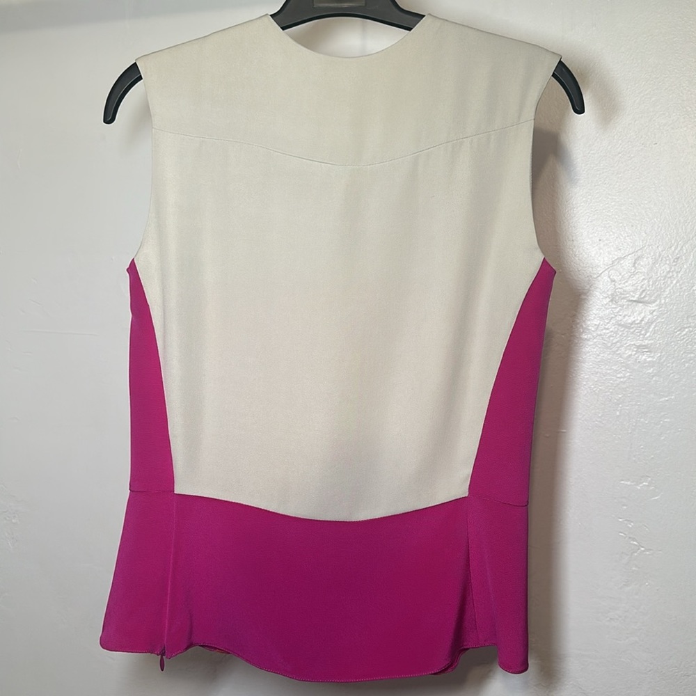 NWT Ohne Titel Chalk / Coral / Fuschia Silk Sleeveless Top Size EU-38 - Picture 7 of 11